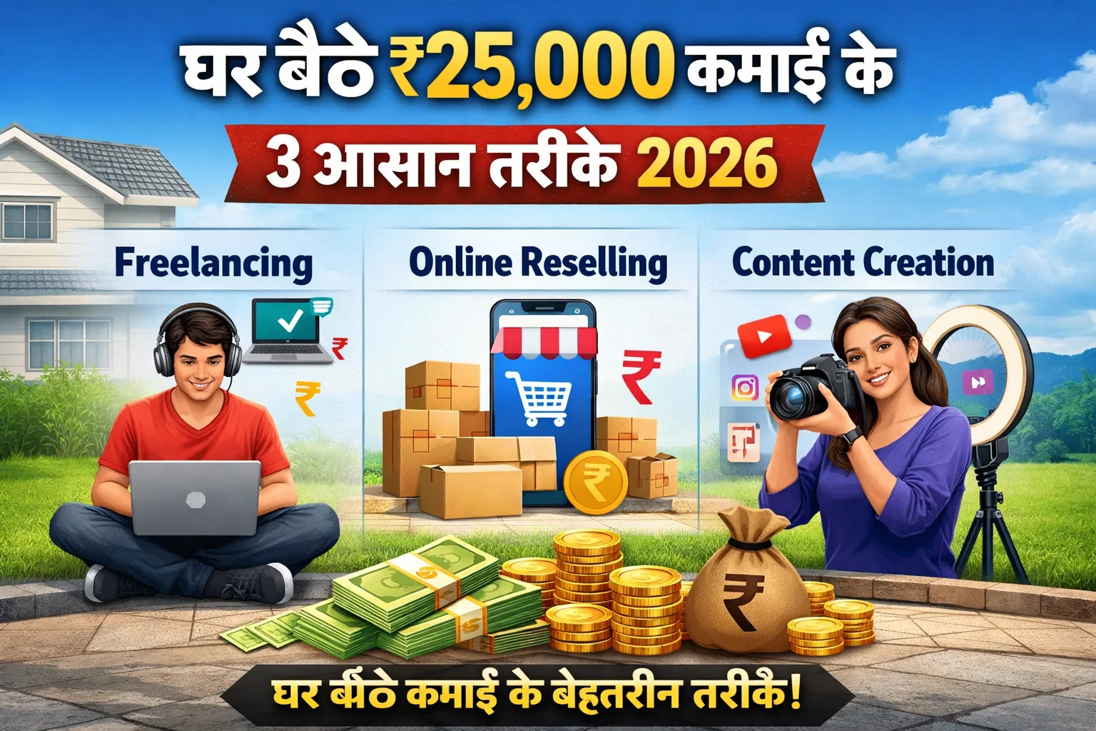 घर बैठे पैसे कमाने के तरीके 2026
