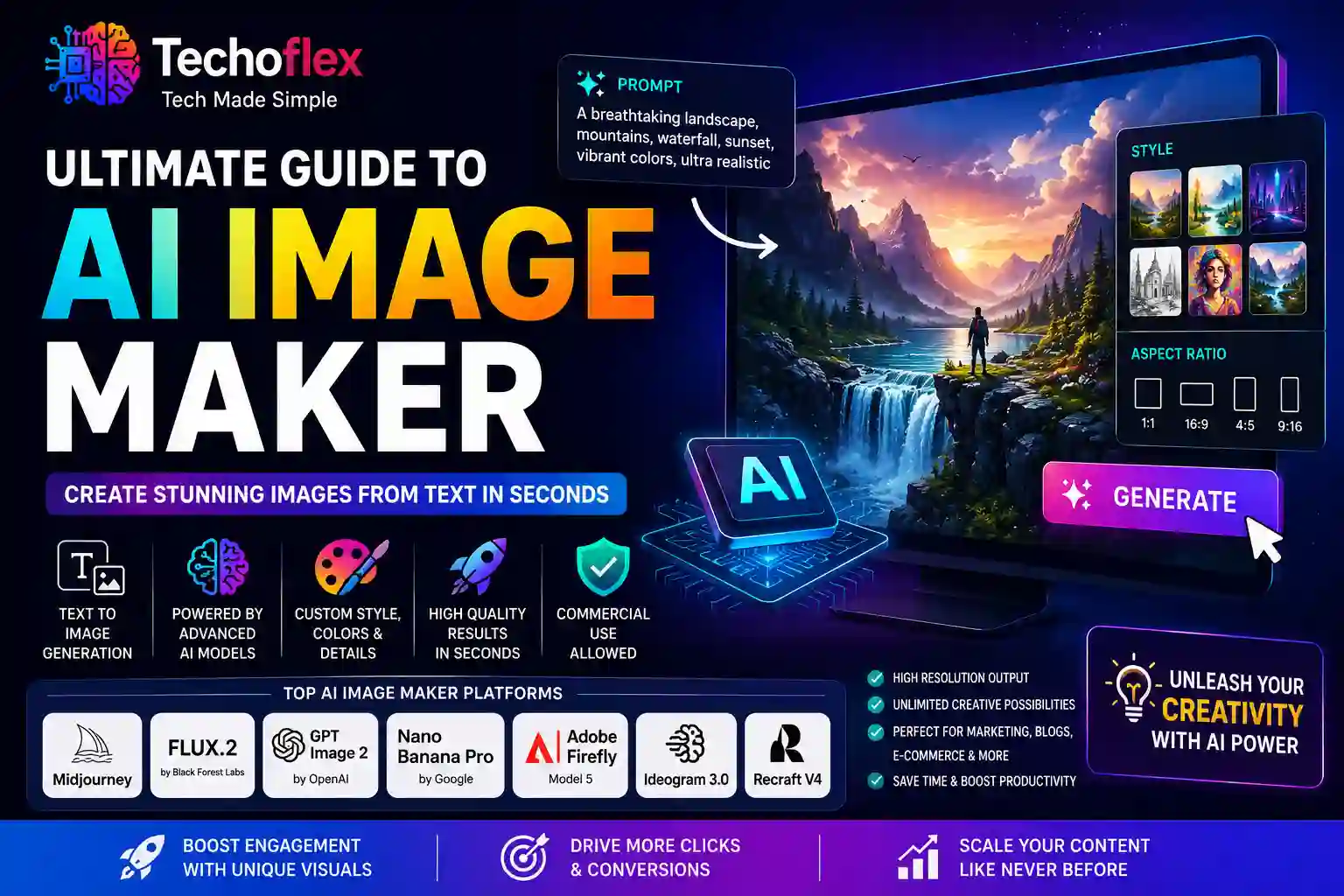 AI image maker creating high-quality text-to-image artwork using artificial intelligence, diffusion models and prompt engineering